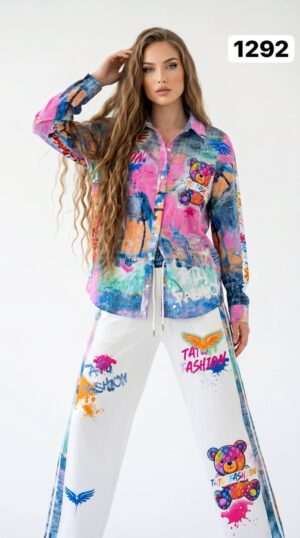 Colorful Artistic Top and Bottom Set - Premium Wholesale Collection