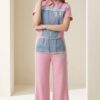 Premium Denim Color-Block Top & Bottom Set Premium Denim Color-Block Top & Bottom Set