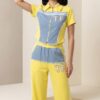 Premium Denim Color-Block Top & Bottom Set Premium Denim Color-Block Top & Bottom Set