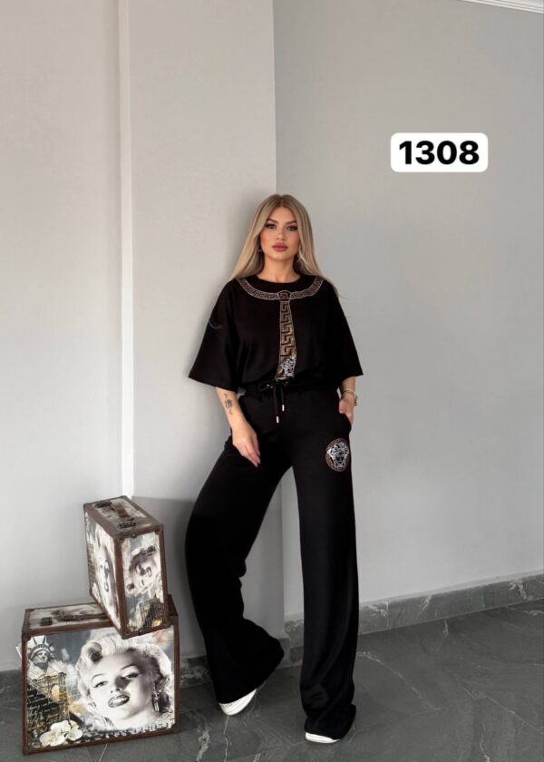 Black Luxury Printed Top & Bottom Set Black Luxury Printed Top & Bottom Set