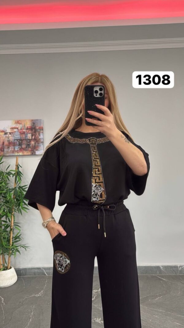 Black Luxury Printed Top & Bottom Set Black Luxury Printed Top & Bottom Set