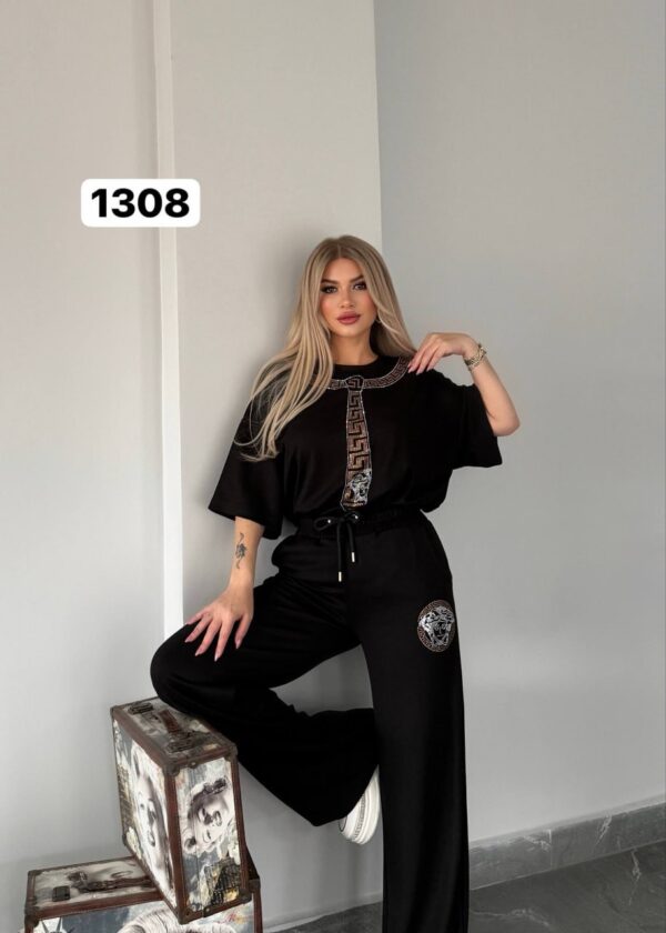 Black Luxury Printed Top & Bottom Set Black Luxury Printed Top & Bottom Set