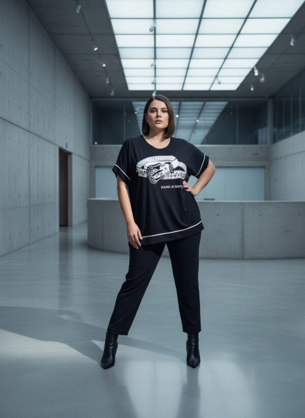 Premium Black Blouse with Embellished Print - Wholesale B2B