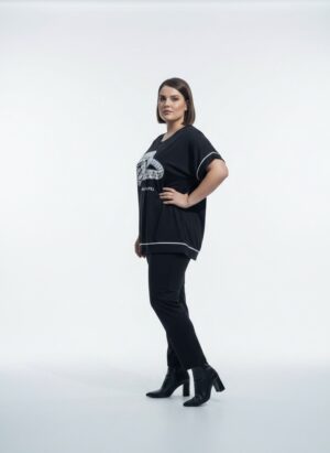 Premium Black Blouse with Embellished Print - Wholesale B2B