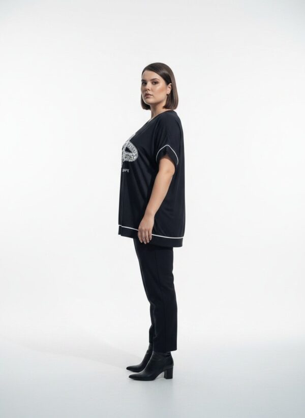 Premium Black Blouse with Embellished Print - Wholesale B2B