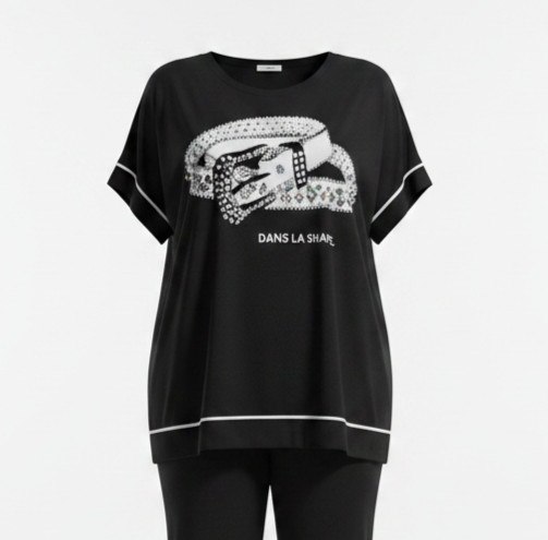 Premium Black Blouse with Embellished Print - Wholesale B2B