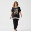 Premium Graphic Blouse with Contrast Trim Premium Graphic Blouse with Contrast Trim