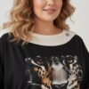 Premium Graphic Blouse with Contrast Trim Premium Graphic Blouse with Contrast Trim