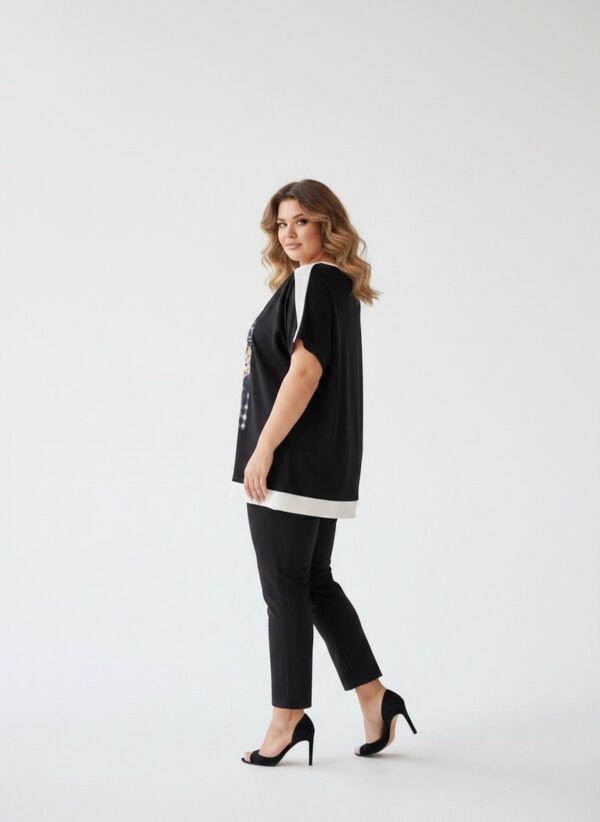 Premium Graphic Blouse with Contrast Trim Premium Graphic Blouse with Contrast Trim