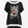 Premium Graphic Blouse with Contrast Trim Premium Graphic Blouse with Contrast Trim
