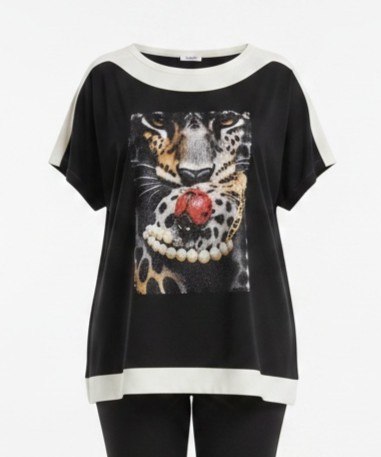 Premium Graphic Blouse with Contrast Trim Premium Graphic Blouse with Contrast Trim
