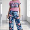TATU1376 Red & Blue Distressed Two-Piece Set - Wholesale