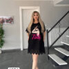 Women's Lace Trim Graphic T-Shirt Dress Women's Lace Trim Graphic T-Shirt Dress