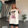 Women's Lace Trim Graphic T-Shirt Dress Women's Lace Trim Graphic T-Shirt Dress