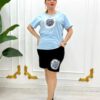 Premium Rhinestone Apple Graphic T-Shirt & Shorts Set