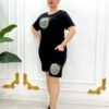 Premium Rhinestone Apple Graphic T-Shirt & Shorts Set