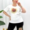 Premium Rhinestone Apple Graphic T-Shirt & Shorts Set