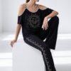 Women's Black Embellished Top & Bottom Set - Premium Wholesale