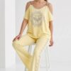 Women's Black Embellished Top & Bottom Set - Premium Wholesale