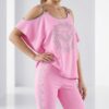 Women's Black Embellished Top & Bottom Set - Premium Wholesale