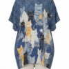 Premium Cat Print Blouse - Casual Oversized Fit