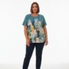Premium Cat Print Blouse - Casual Oversized Fit