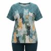 Premium Cat Print Blouse - Casual Oversized Fit