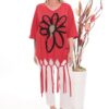Premium Floral Sequin Blouse with Fringe Hem Premium Floral Sequin Blouse with Fringe Hem