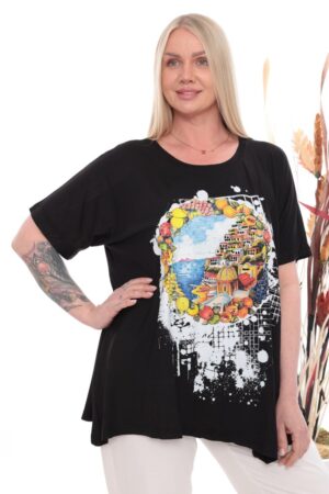 Premium Graphic Print Blouse - Oversized Fit
