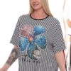 Premium Striped Graphic Blouse - Wholesale Fashion Top Premium Striped Graphic Blouse - Wholesale Fashion Top