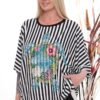 Premium Striped Floral Blouse with Asymmetric Cut Premium Striped Floral Blouse with Asymmetric Cut