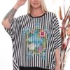 Premium Striped Floral Blouse with Asymmetric Cut Premium Striped Floral Blouse with Asymmetric Cut