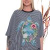 Premium Striped Floral Blouse with Asymmetric Cut Premium Striped Floral Blouse with Asymmetric Cut