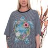 Premium Striped Floral Blouse with Asymmetric Cut Premium Striped Floral Blouse with Asymmetric Cut