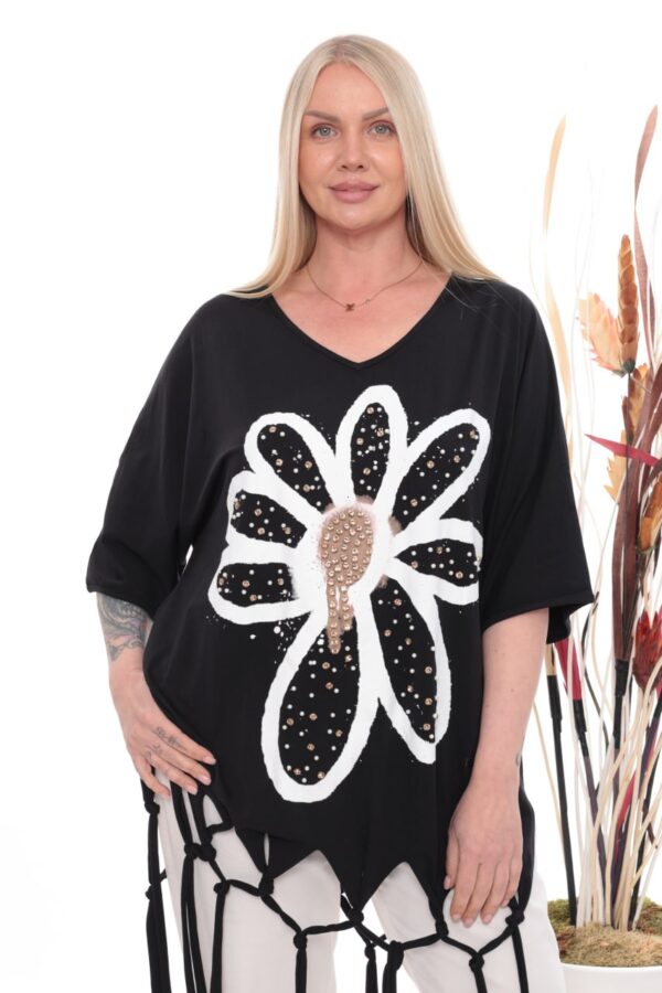 Premium Floral Sequin Blouse with Fringe Hem Premium Floral Sequin Blouse with Fringe Hem