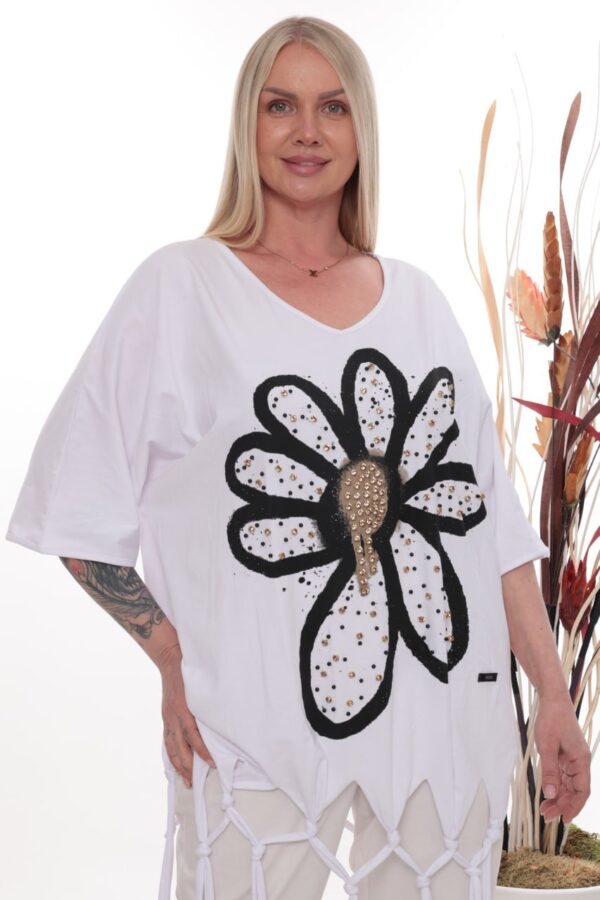 Premium Floral Sequin Blouse with Fringe Hem Premium Floral Sequin Blouse with Fringe Hem