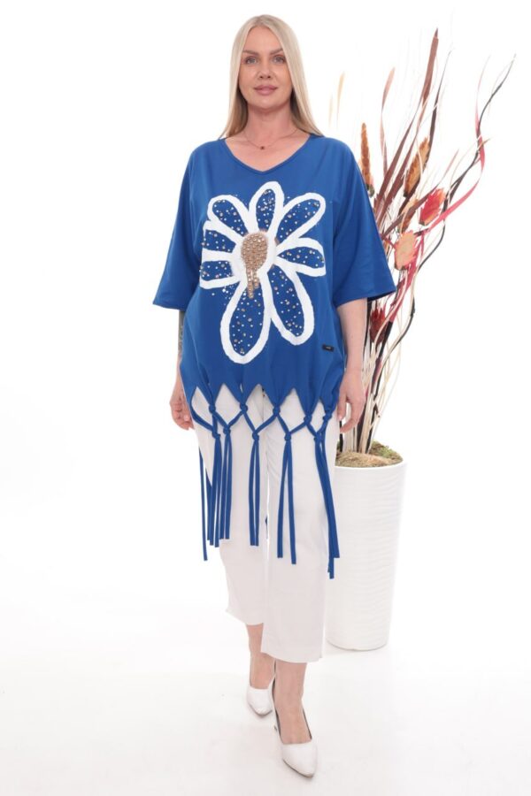Premium Floral Sequin Blouse with Fringe Hem Premium Floral Sequin Blouse with Fringe Hem