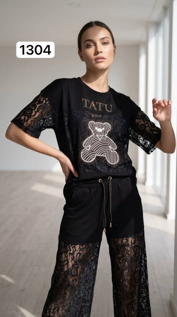 TATU Black Lace T-Shirt & Pants Set