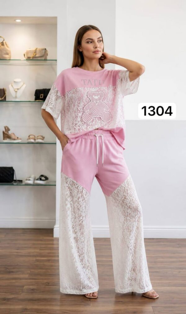 TATU Black Lace T-Shirt & Pants Set