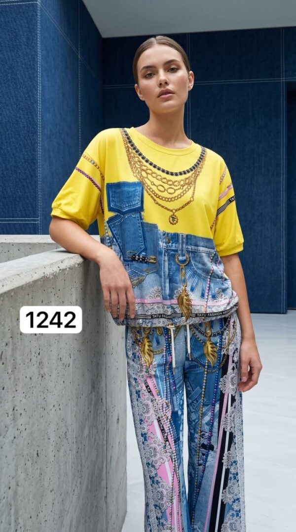 Premium Denim Two-Piece Set with Chain Detail Premium Denim Two-Piece Set with Chain Detail