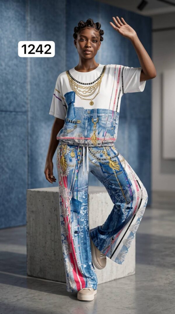 Premium Denim Two-Piece Set with Chain Detail Premium Denim Two-Piece Set with Chain Detail