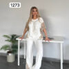Premium White Beaded Top & Bottom Set - Wholesale Fashion Premium White Beaded Top & Bottom Set - Wholesale Fashion