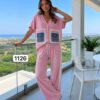 TATU1126 Premium Black Two-Piece Set with Denim Pocket Detail TATU1126 Premium Black Two-Piece Set with Denim Pocket Detail
