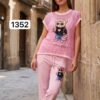 Women's Designer Bear Graphic T-Shirt & Pants Set Women's Designer Bear Graphic T-Shirt & Pants Set