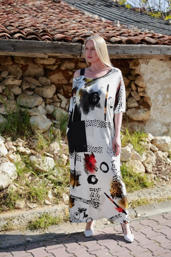 Wholesale Asymmetric Abstract Print Maxi Dress Wholesale Asymmetric Abstract Print Maxi Dress