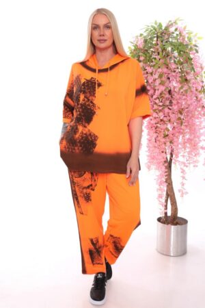 Orange Graphic Tracksuit Set - Premium Wholesale Loungewear Orange Graphic Tracksuit Set - Premium Wholesale Loungewear