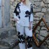 Monochrome Abstract Top & Bottom Set Monochrome Abstract Top & Bottom Set