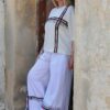 Premium White Two-Piece Set with Stripe Detailing Premium White Two-Piece Set with Stripe Detailing