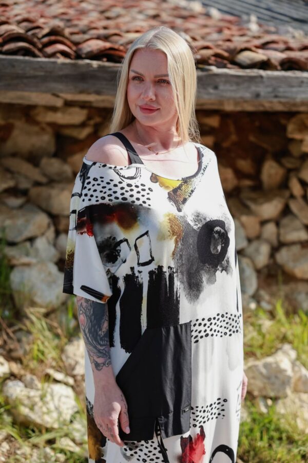 Wholesale Asymmetric Abstract Print Maxi Dress Wholesale Asymmetric Abstract Print Maxi Dress