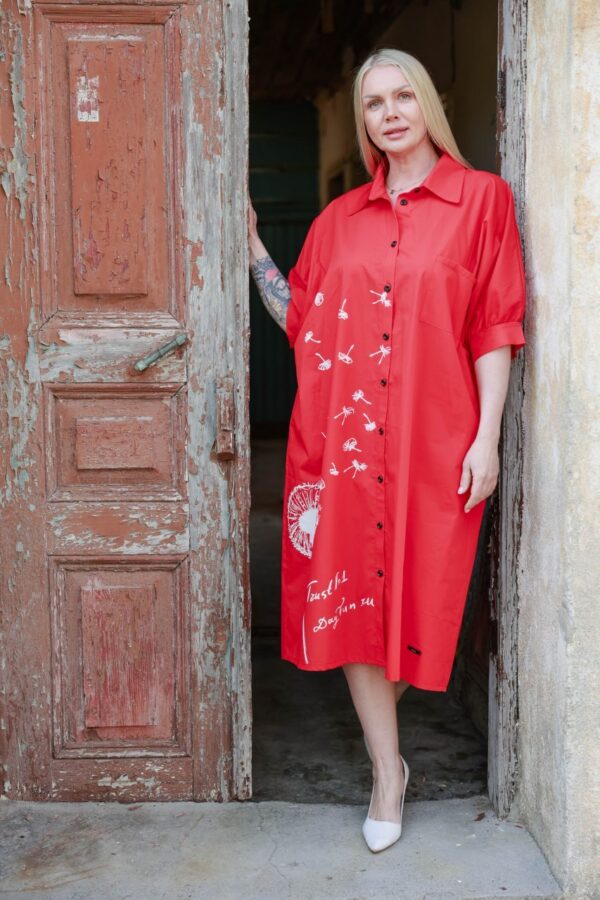 Oversized Dandelion Print Shirtdress Oversized Dandelion Print Shirtdress